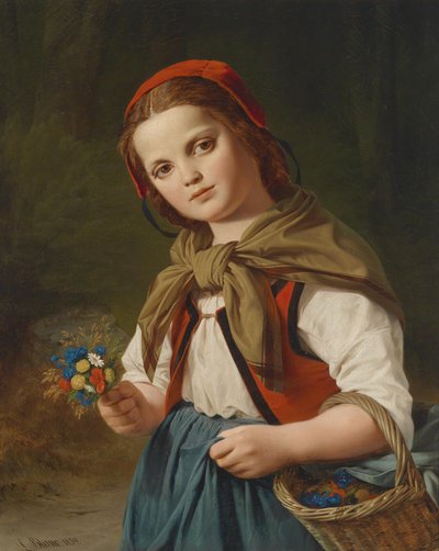 Fille aux fleurs (Petit Chaperon Rouge) - Louis Ammy Blanc